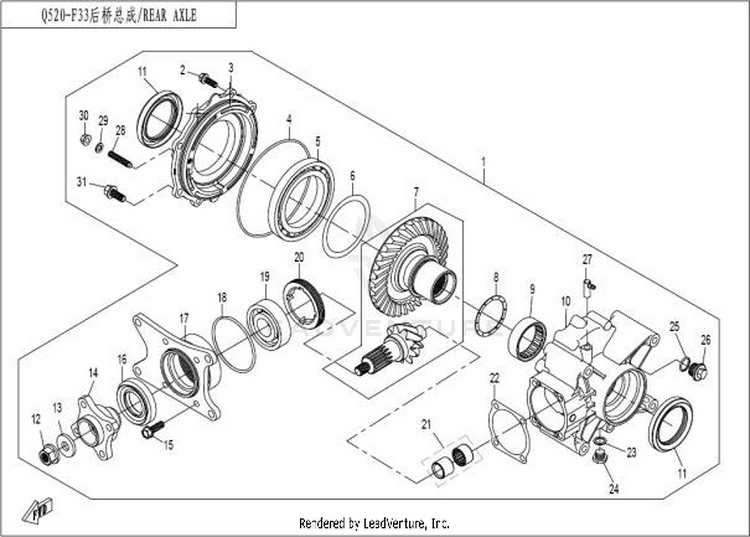 Rear Differential CFORCE 400 CF400AU 2016 Crystal Orange Schematic