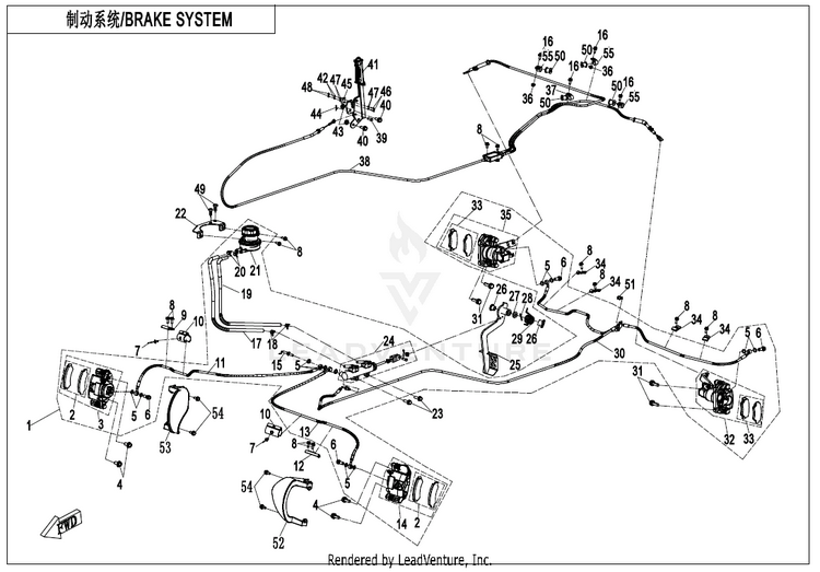 Brake System CF1000UZ UFORCE 1000 2025 Nebula Black Schematic