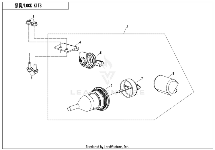 Lock Kit ZFORCE 950 Sport CF1000US-A 2020 Fire Red Schematic