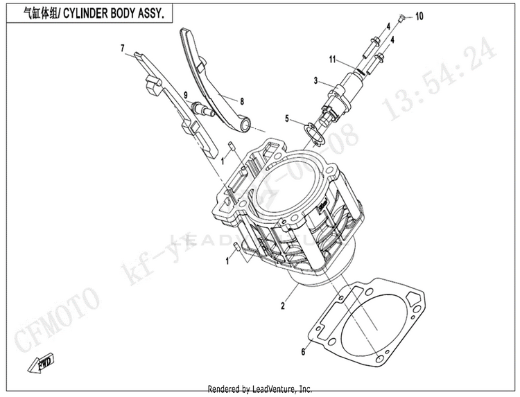 Cylinder Body Assy CF500AZ-9S CFORCE 500 S 2022 Force Red Schematic