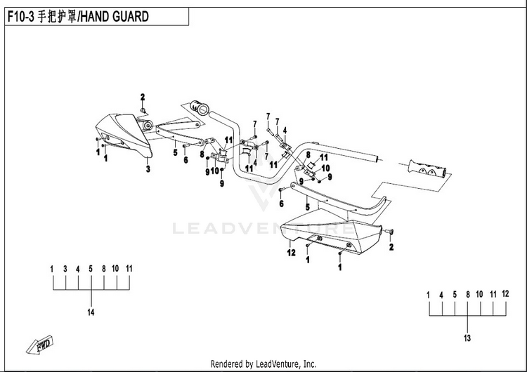 Hand Guard Assy CFORCE 400 CF400AU 2017 Crystal Orange Schematic