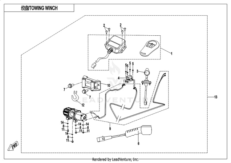 Towing Winch CF1000UU UFORCE 1000 2019 ATHENS BLUE Schematic
