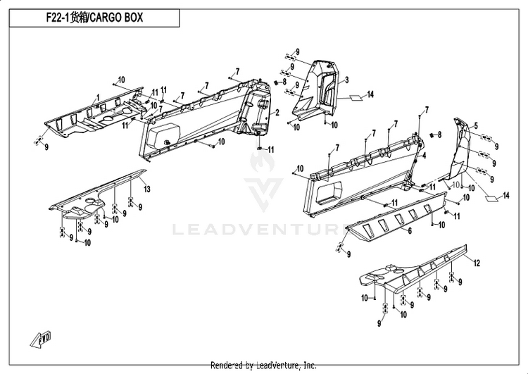 Cargo Box CF800-3 UFORCE 800 EPS 2018 Grey Schematic