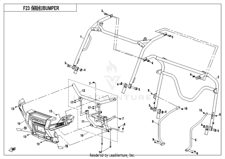 Bumper CF800-3 UFORCE 800 EPS 2018 Grey Schematic
