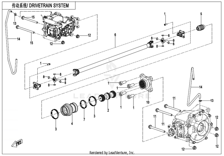 Drivetrain System CF1000UZ UFORCE 1000 2025 Nebula Black Schematic