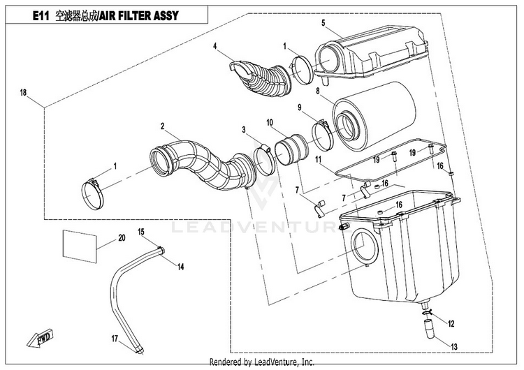 Air Filter Assy - New CFORCE 400 CF400AU 2017 Crystal Orange Schematic