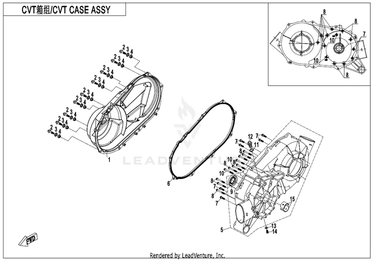 Cvt Case Assy ZFORCE 950 Sport CF1000US-A 2020 Fire Red Schematic