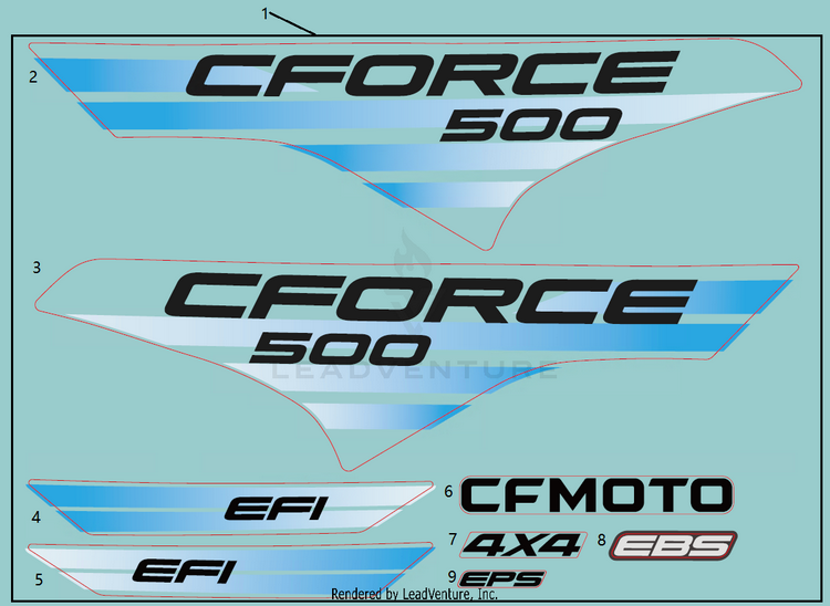 Decal Kits(Na, New Royal Blue) CF500AZ-9S CFORCE 500 S 2022 Force Red Schematic