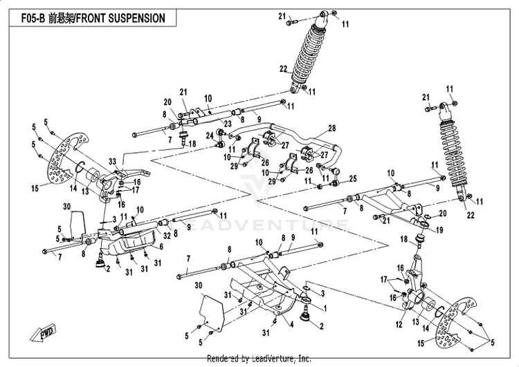 Front Suspension CF800-3 UFORCE 800 EPS 2018 Grey Schematic