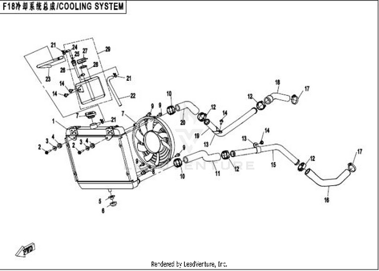 Cooling System CFORCE 400 CF400AU 2016 Crystal Orange Schematic