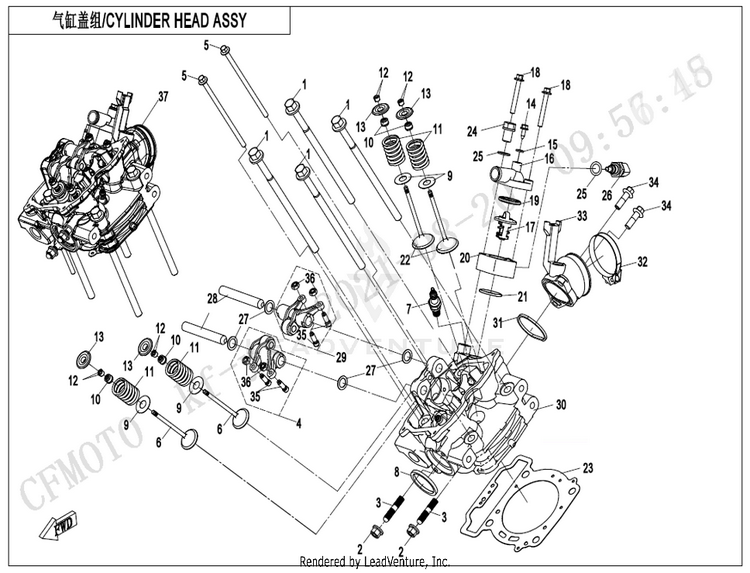 Cylinder Head Assy (Non-Evap) CF500AZ-9S CFORCE 500 S 2022 Force Red Schematic