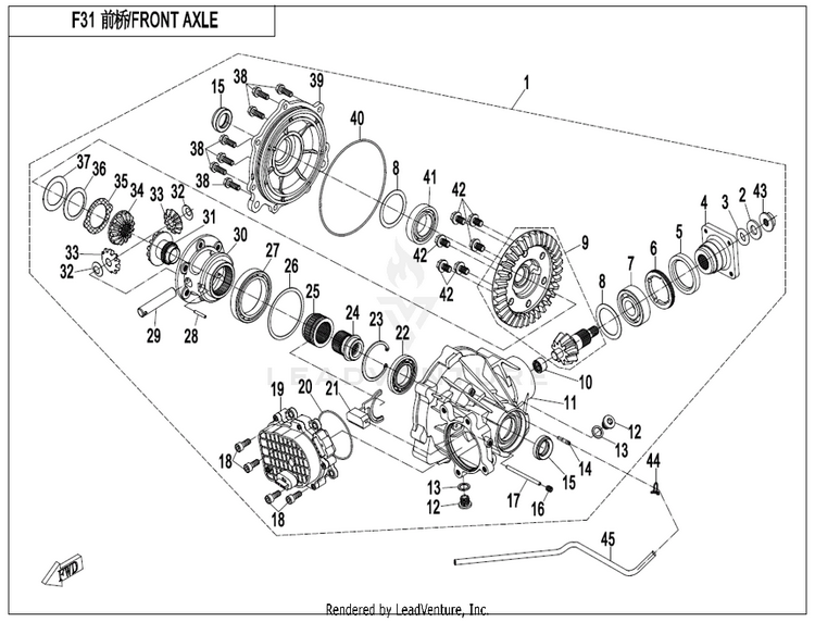 Front Axle CF800 ZFORCE 800 EX EPS 2022 ATHENS BLUE Schematic