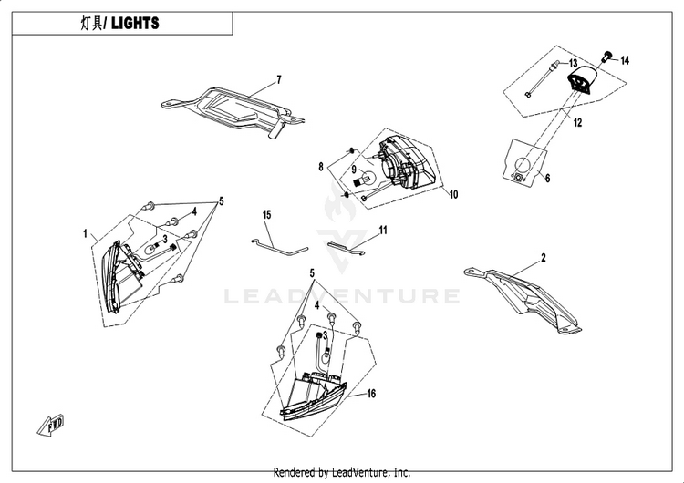 Lights(Usa, Without Turn Light) CFORCE 400 CF400AU 2019 Crystal Orange Schematic