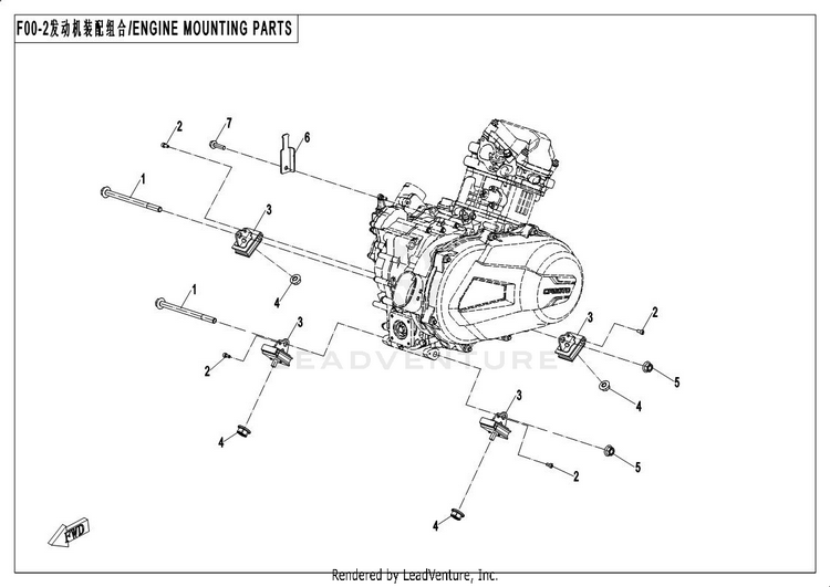 Engine Mounting Parts UFORCE 500 CF500UU 2017 Crystal Orange Schematic