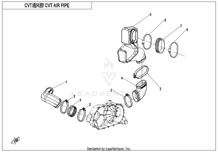 Cvt Air Pipe & Side Cover CF1000UZ UFORCE 1000 2025 Nebula Black Schematic