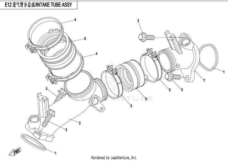 Intake Tube Assy CFORCE 800 CF800-2 2017 Crystal Orange Schematic