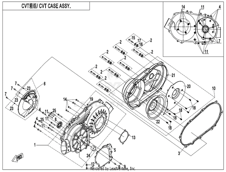 Cvt Case Assy. CF600AU-3S CFORCE 600 2022 Force Red Schematic
