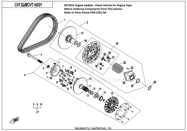 Cvt Assembly (Cvtech) CF800 ZFORCE 800 EX EPS 2022 ATHENS BLUE Schematic