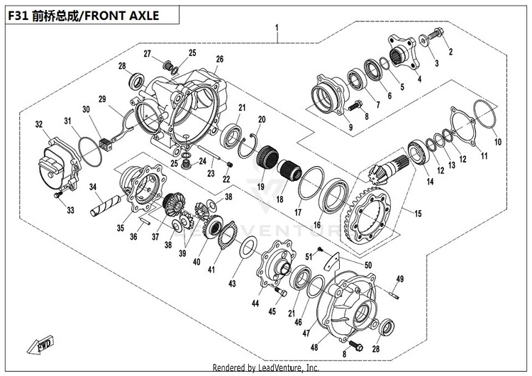 Front Differential CFORCE 400 CF400AU 2017 Crystal Orange Schematic