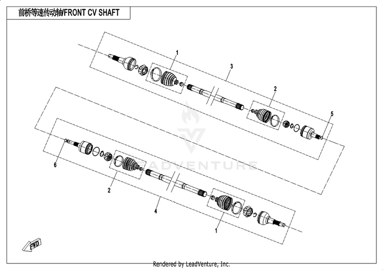 Front Cv Shaft CF1000UU UFORCE 1000 2019 ATHENS BLUE Schematic