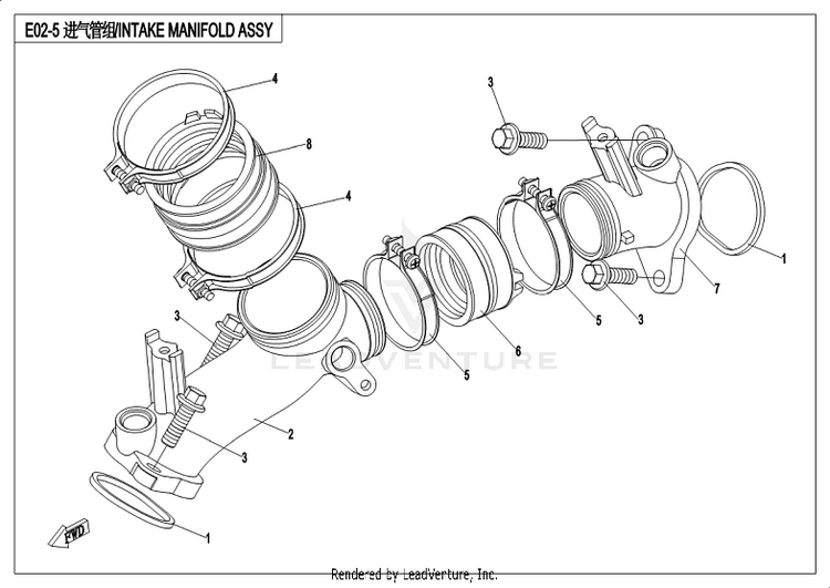 Intake Manifold Assy. CF800-3 UFORCE 800 EPS 2018 Grey Schematic