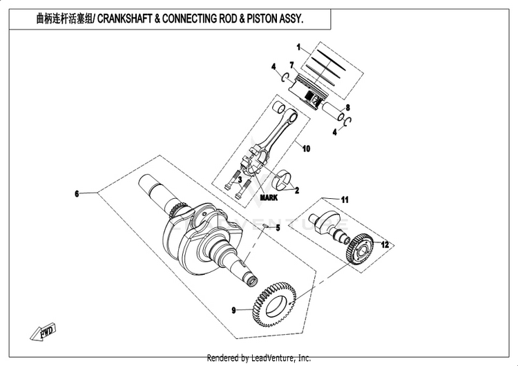 Crankshaft,Piston,Balancer CFORCE 400 CF400AU 2019 Crystal Orange Schematic