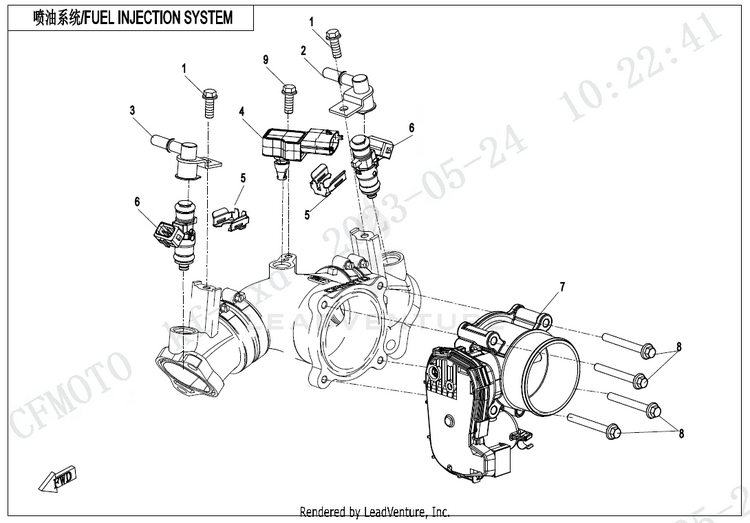 Fuel Injection System CF1000UZ UFORCE 1000 2025 Nebula Black Schematic