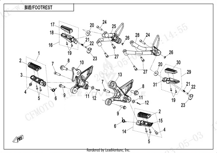 Footrest CF400-7US 450NK 2024 Nebula White Schematic