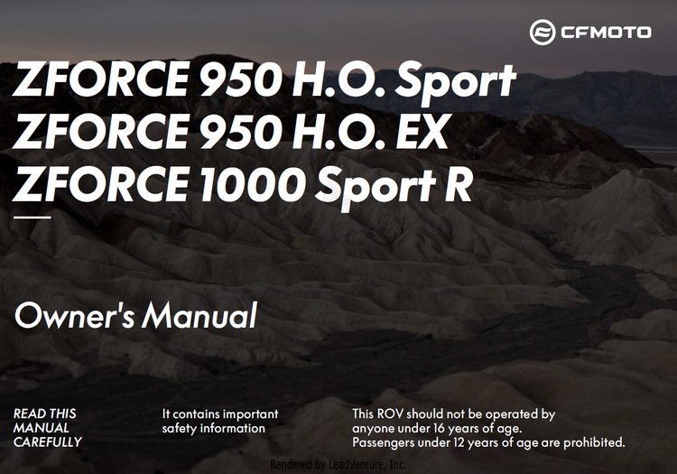 Owner's Manual ZFORCE 950 H.O. EX CF1000SZ-D 2024 Desert Tan Schematic