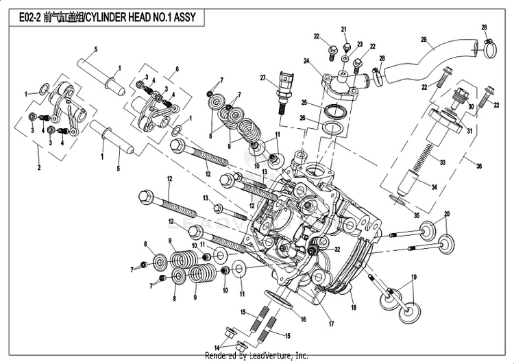 Cyl Head No.1 Assy (Starter End) CF800-3 UFORCE 800 EPS 2018 Grey Schematic
