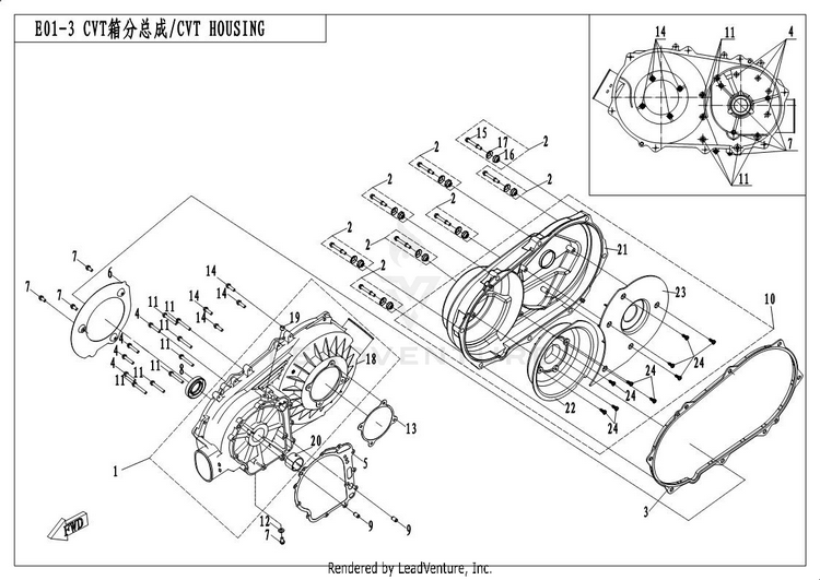 Cvt Housing Assy UFORCE 500 CF500UU 2017 Crystal Orange Schematic