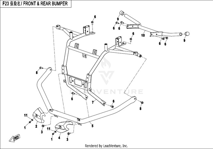 Front & Rear Bumper CFORCE 500 HO CF500AU-6L 2017 Crystal Orange Schematic