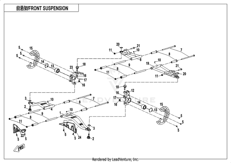 Front Suspension CF1000UU UFORCE 1000 2019 ATHENS BLUE Schematic