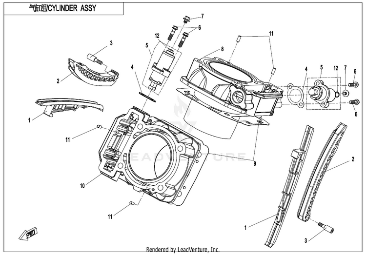 Cylinder Assy ZFORCE 950 Sport CF1000US-A 2020 Fire Red Schematic