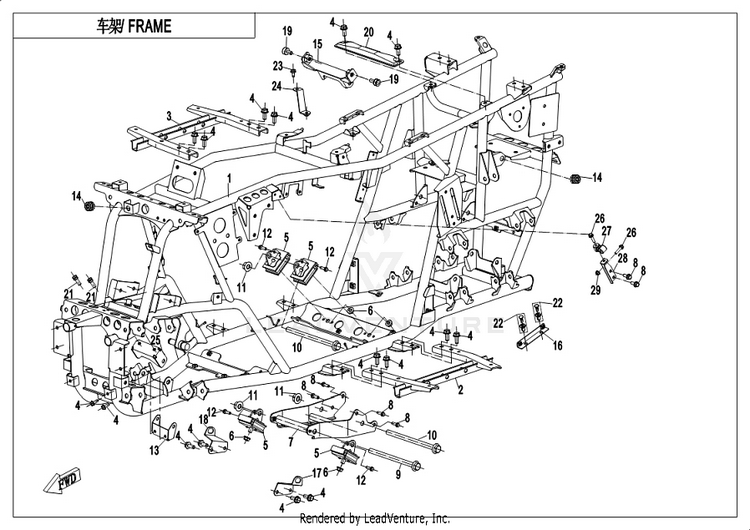 Frame CFORCE 400 CF400AU 2019 Crystal Orange Schematic