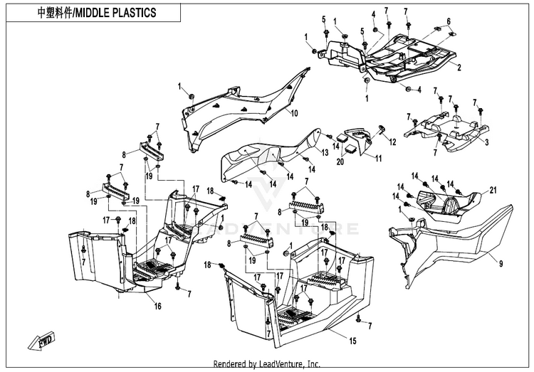 Middle Plastics-Crystal Orange CF800AU-2A CFORCE 800 EPS 2020 Crystal Orange Schematic