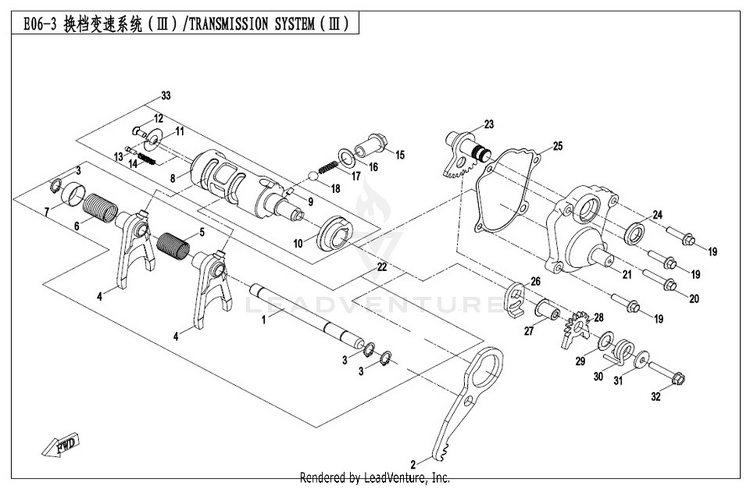 Transmission System (3) CF500AU-7S CFORCE 500 S 2017 Ferrari  Red Schematic