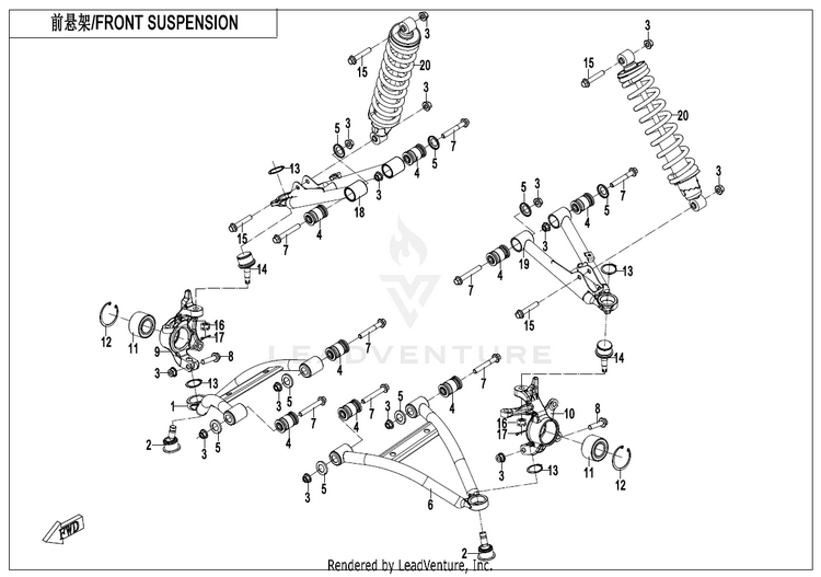 Front Suspension CF500AZ-9S CFORCE 500 S 2022 Force Red Schematic