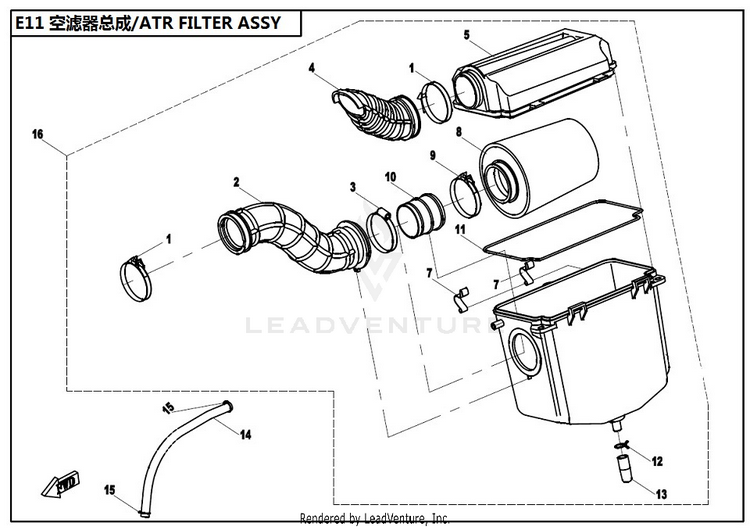 Air Filter Assy - Old CFORCE 400 CF400AU 2017 Crystal Orange Schematic