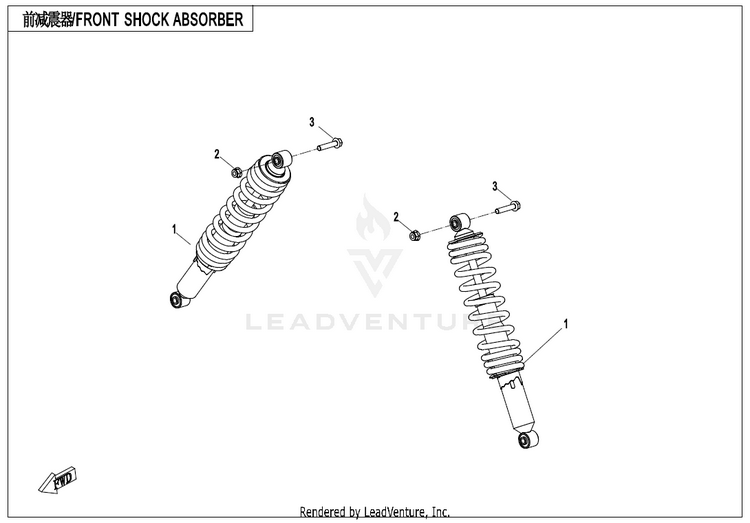 Front Shock Absorber CF1000UZ UFORCE 1000 2025 Nebula Black Schematic
