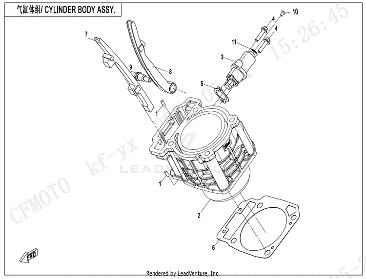 Cylinder Body Assy. CF600AU-3S CFORCE 600 2022 Force Red Schematic