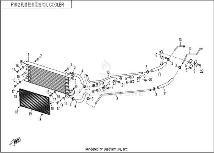 Oil Cooler - Type I CFORCE 800 CF800-2 2017 Crystal Orange Schematic