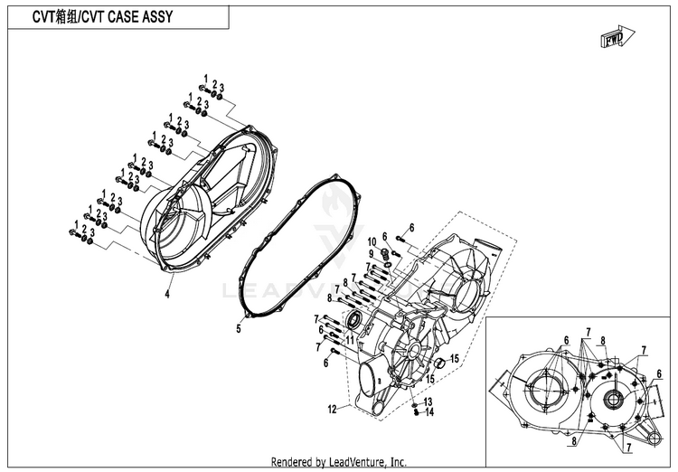 Cvt Case Assy. CF1000UZ UFORCE 1000 2025 Nebula Black Schematic