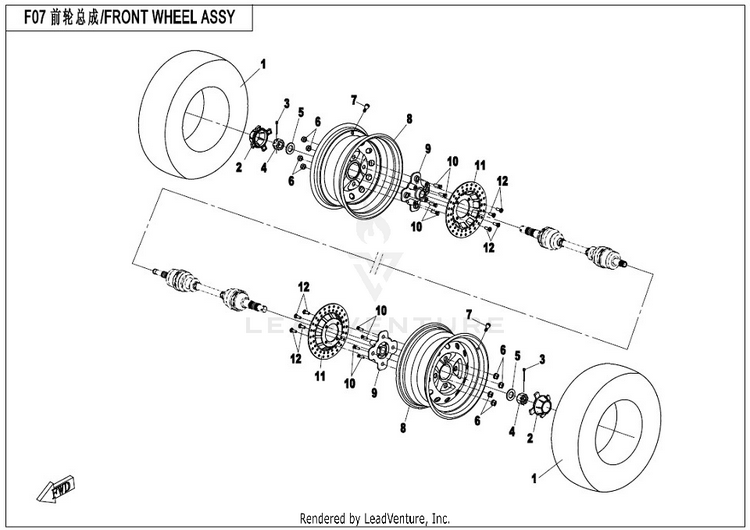Front Wheel Assy CFORCE 400 CF400AU 2017 Crystal Orange Schematic