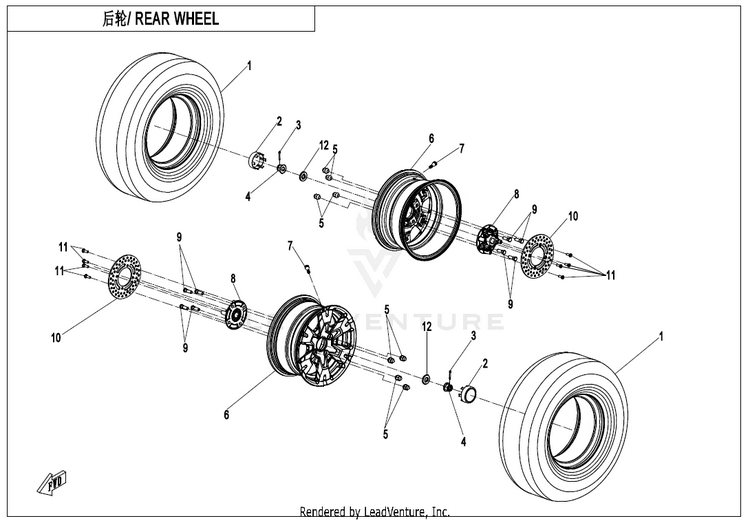 Rear Wheel CF1000UZ UFORCE 1000 2025 Nebula Black Schematic