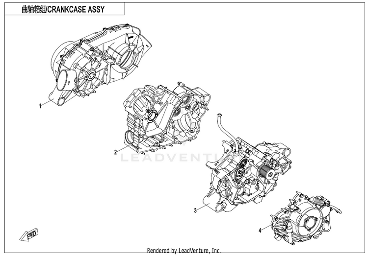 Crankcase Assy CF800AU-2A CFORCE 800 EPS 2020 Crystal Orange Schematic