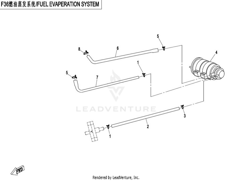 Fuel Evaporation Recycle System CFORCE 800 CF800-2 2017 Crystal Orange Schematic