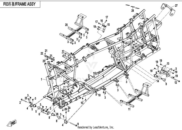 Frame Assy CFORCE 800 CF800-2 2017 Crystal Orange Schematic
