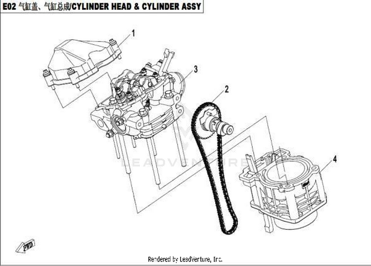 Cylinder Head And Cylinder Assy CFORCE 500 HO CF500AU-6L 2017 Crystal Orange Schematic