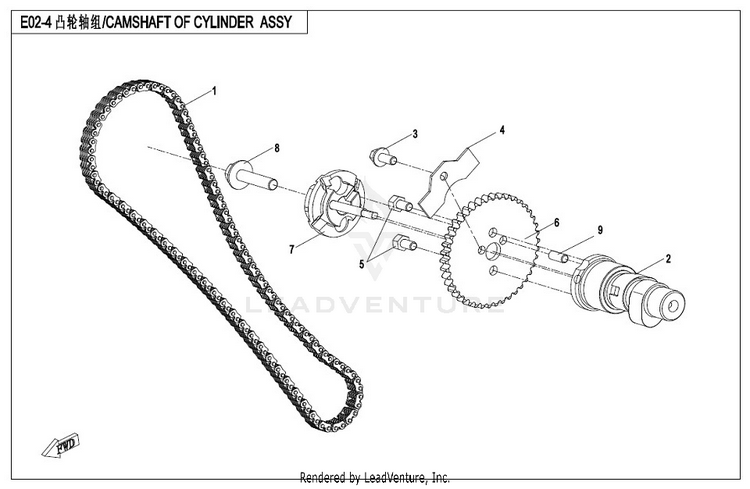 Camshaft Of Cylinder  Assy CF500AU-7S CFORCE 500 S 2017 Ferrari  Red Schematic
